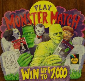 Play Monster Match, Illinois Lottery, August, 1994 stick-on.