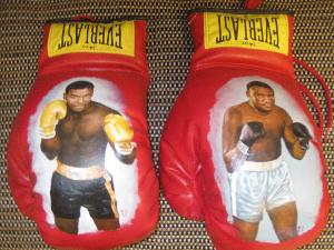 Joe Frazier and Mike Tyson Hand Painted Boxing Gloves