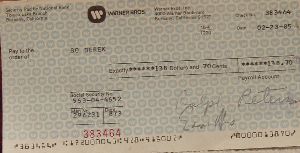 Bo Derek Payroll Check, Warner Bros. Inc.