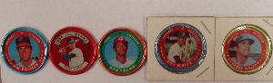 Nine 1971 Topps Coins and one 1964 Topps coin of Ron Hunt