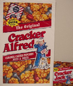 The Original Cracker Jack Alfred, Caramel Coated Popcorn, Nuts & Bolts.