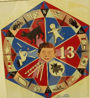 Original back cover art by Bob Clarke to the Alfred E. Neuman Hex sign from MAD #73, September 1962.