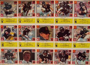 Chicago Super Bowl Bears 1985 McDonald's Uncut Sheet