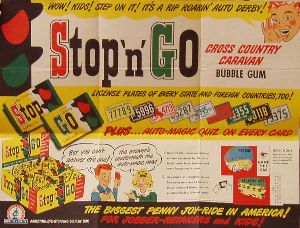 Stop-n-Go Cross Country Caravan Bubble Gum Advertising Piece from Topps Chewing Gum.