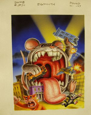 Meanie Babies Original Artwork, Bigmouth, card No. 34.