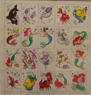 Original artwork to the stickers, including Ariel, from the Disney Movie, The Little Mermaid.