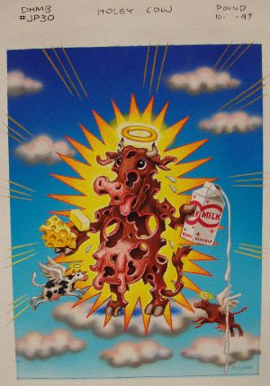 Meanie Babies Original Artwork, Holey Cow, card no. 30. Original card comes with it.