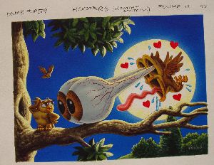 Meanie Babies Original Artwork, Hooters, card No. 58. Original card is included.