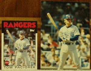 1986 Topps Traded Original Artwork of Tom Paciorek of the Texas Rangers.