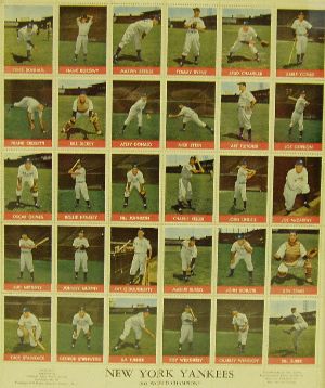 1943 World Champion New York Yankees Complete Set of Stamps.