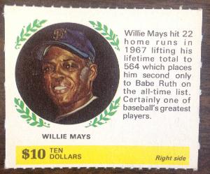 1968 American Oil Sweepstakes Willie Mays
