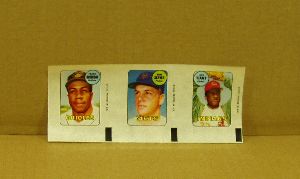 1969 Topps Decal Uncut Strip of Three.