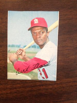 Curt Flood 1969 Topps Super square proof card