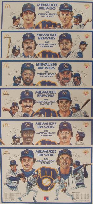 McDonald's 1982 Milwaukee Brewers American League Champions Placemats