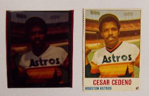 1978 Hostess Baseball Card and transparency of Cesar Cedeno, Houston Astros