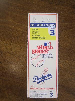 1981 World Series Ticket Stub from Dodger Stadium Vs New York Yankees Game 3