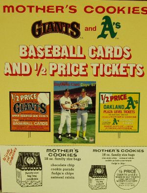 Mother's Cookies Giants and A's Baseball Cards and 1/2 Price Tickets Advertising Piece